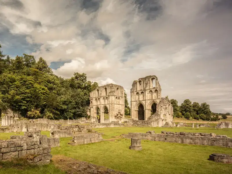The ruined Gothic transepts of Roche Abbey near Maltby, in the borough of Rotherham