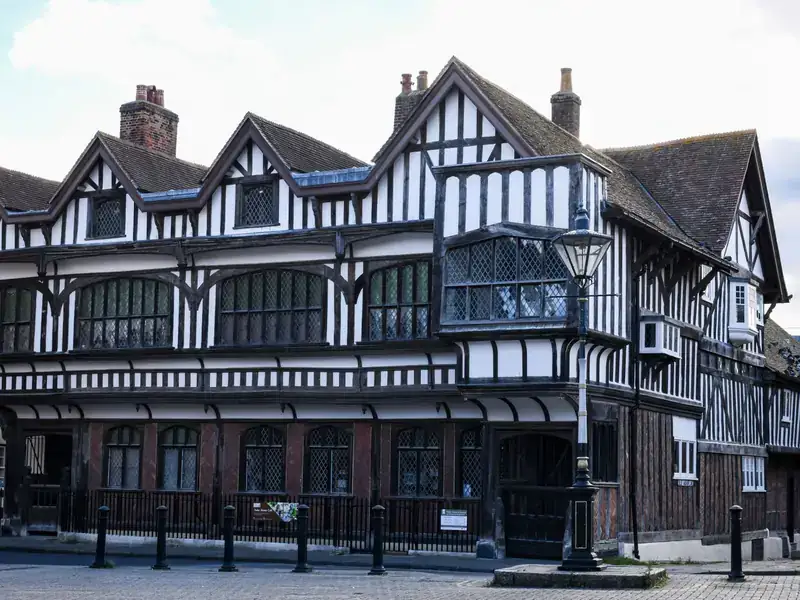 The timber-framed Tudor House on a cobbled square in Southampton's old town