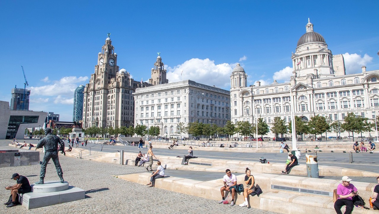 Plaza in front of the Royal Liver Building in Liverpool during the day – logbook loans Liverpool